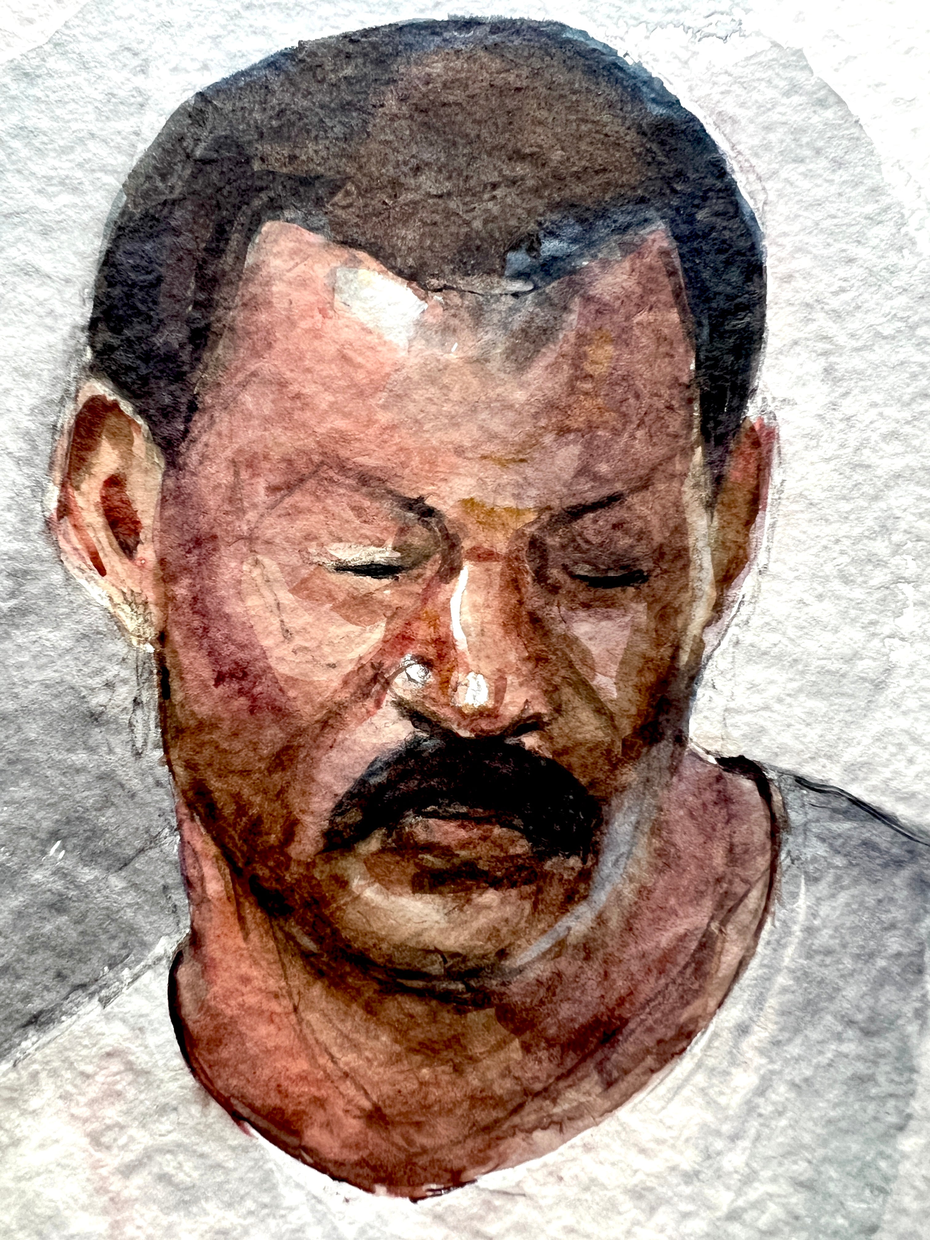Original Watercolor Portrait; African American Man