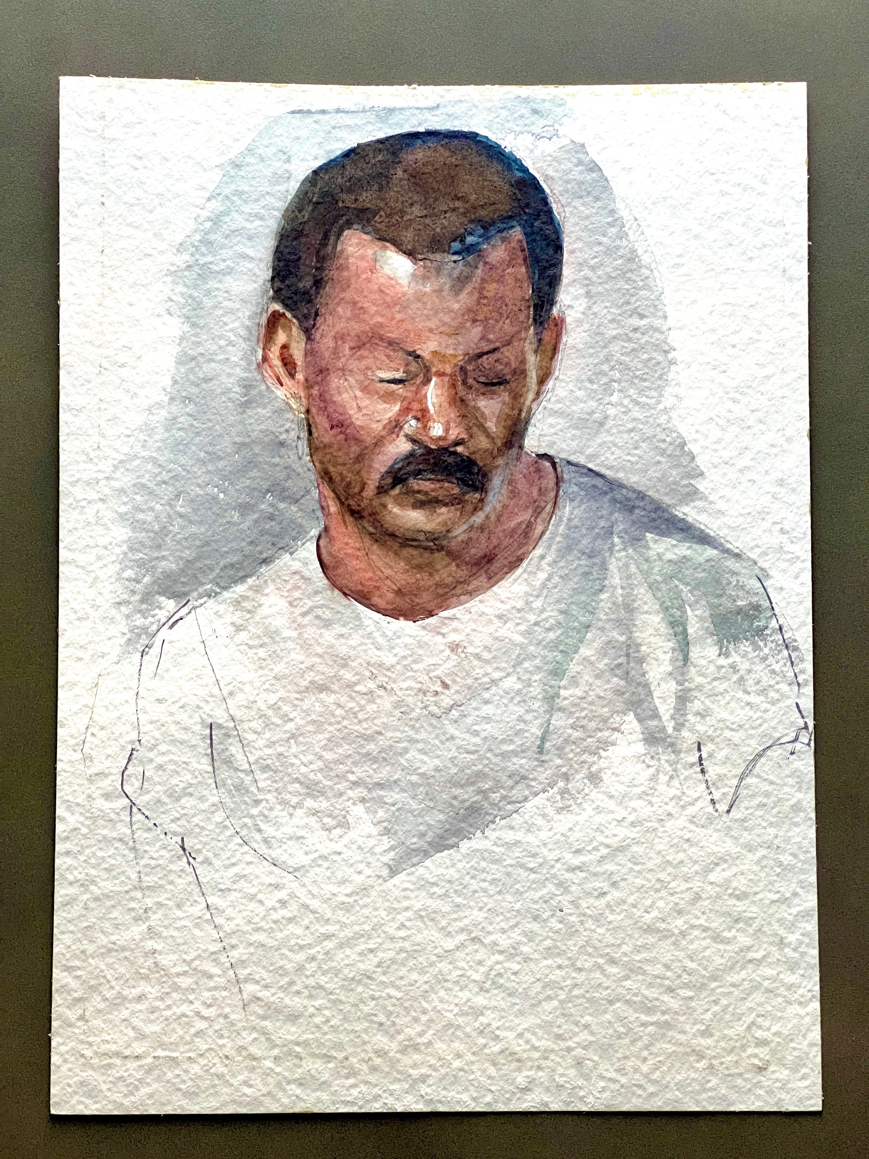 Original Watercolor Portrait; African American Man