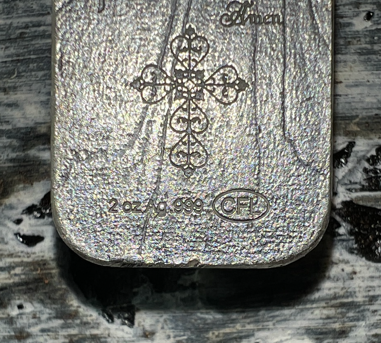 Silver Crucifix Pendant Necklace (w/Antique Finish & The Lord's Prayer)