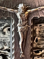 Silver Crucifix Pendant Necklace (w/Antique Finish & The Lord's Prayer)