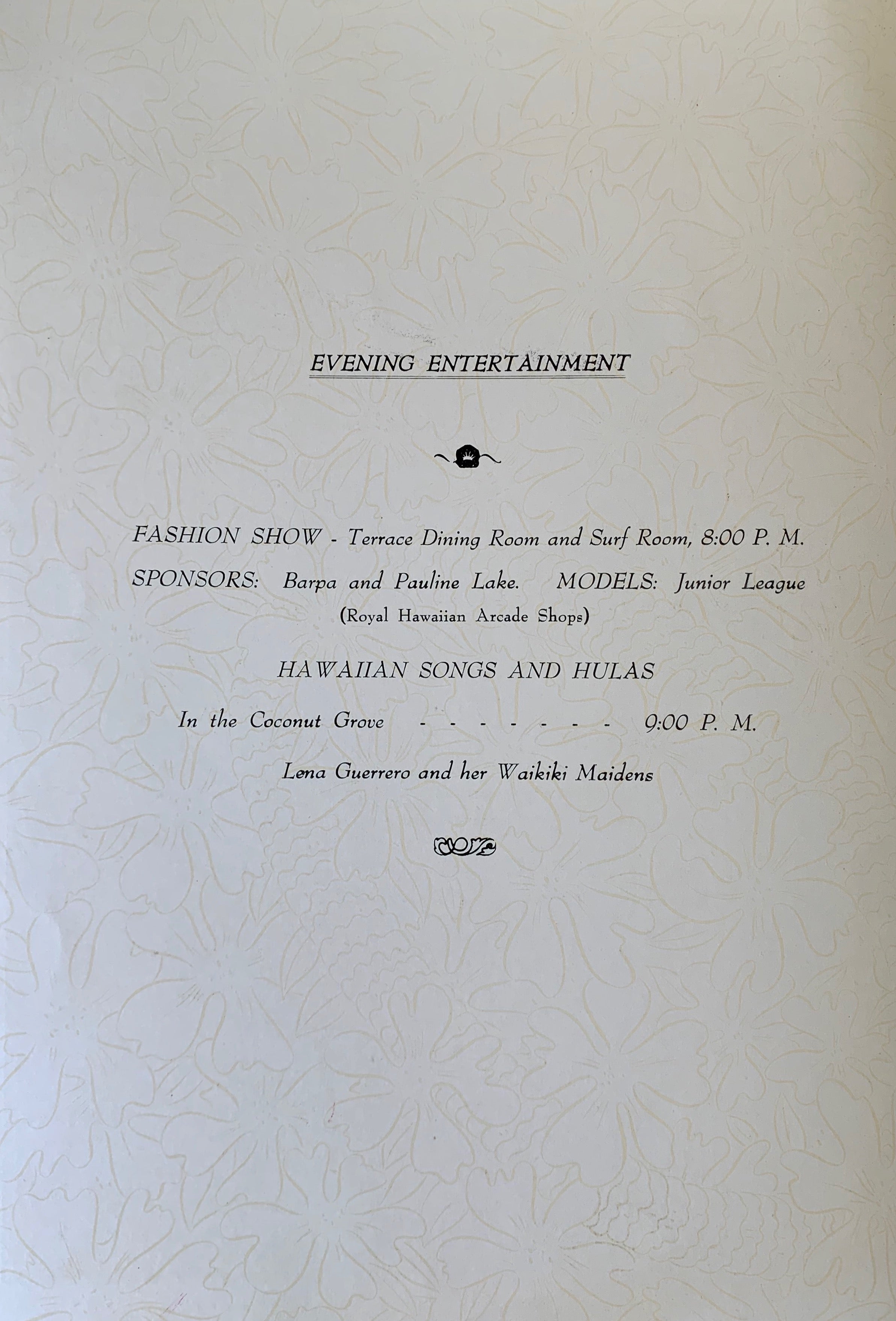 John Kelly “Hawaiian Night” Royal Hawaiian Menu Cover Art