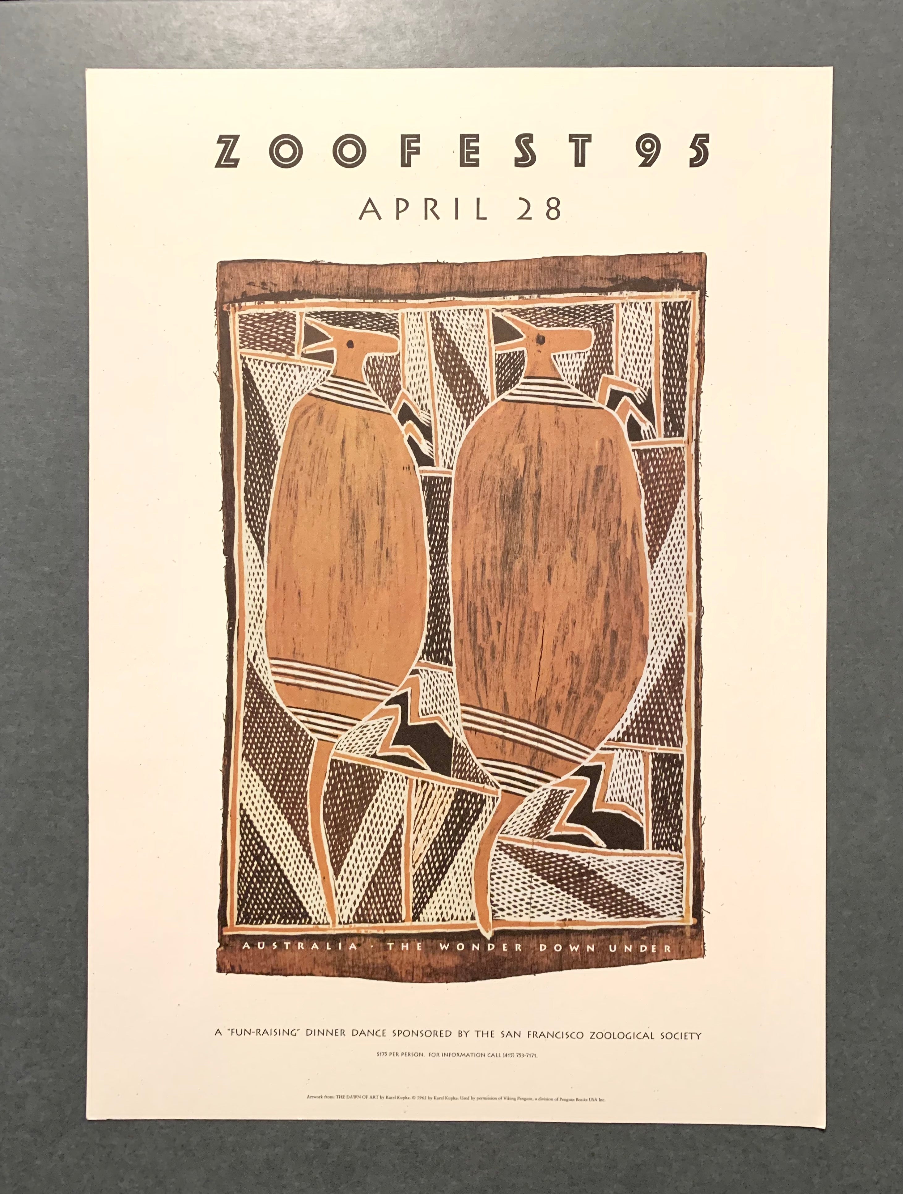 Vintage Poster Art "Zoofest 95; Australia "The Wonder Down Under"