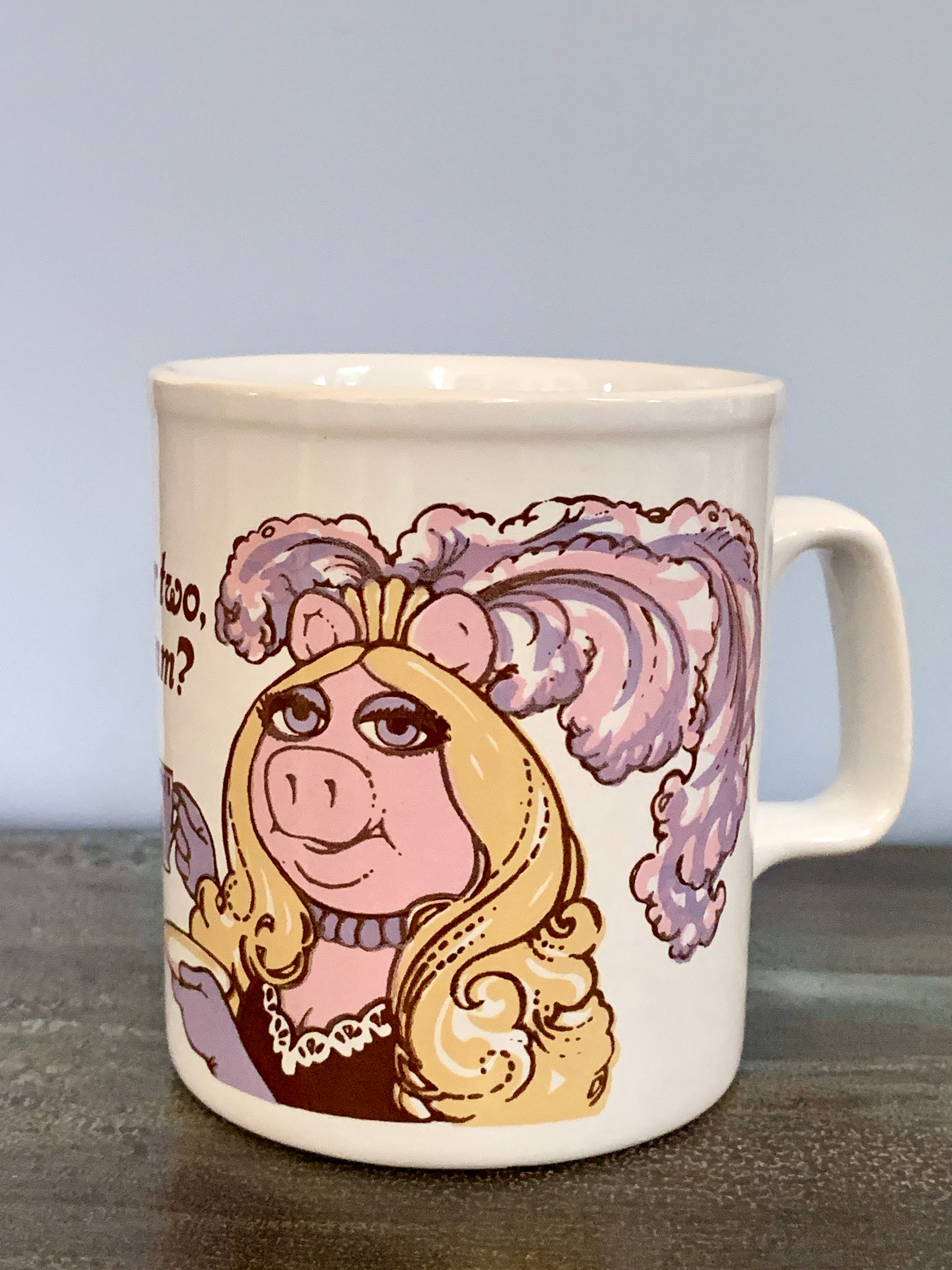 Kiln Craft Vintage Miss Piggy Mug; 1980 "Tea for Two Hmm?