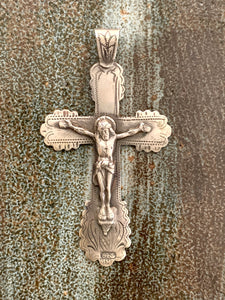 Vintage Crucifix Cross Pendant "84" Silver