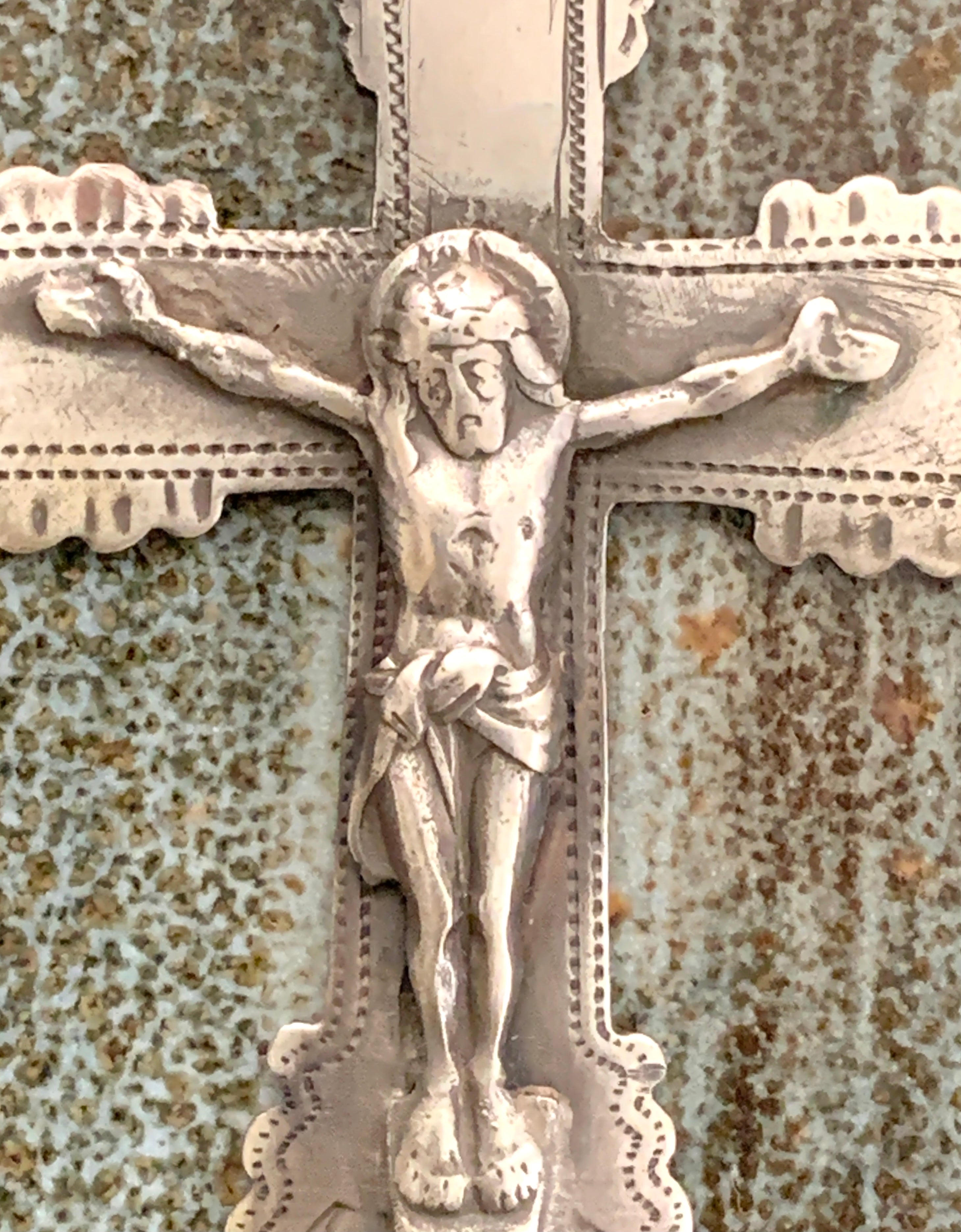 Vintage Crucifix Cross Pendant "84" Silver