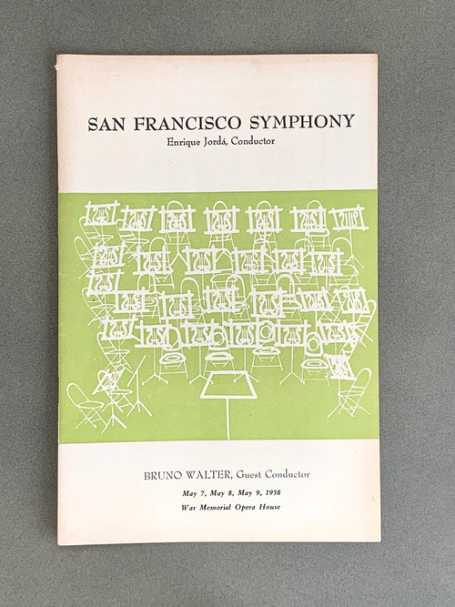 1958 San Francisco Symphony; Set of Two Programs; Collectible Paper Ephemera; Enrique Jordá ; Alexander Brailowsky; Bruno Walter