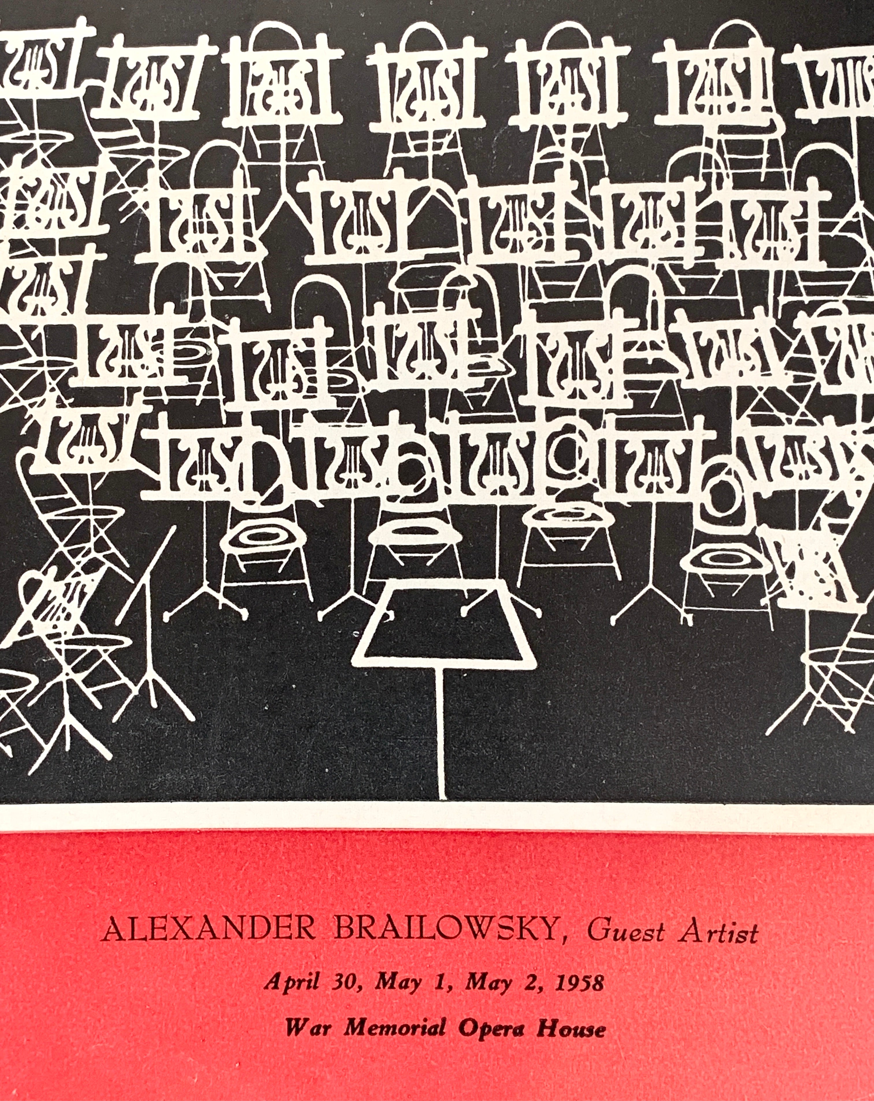 1958 San Francisco Symphony; Set of Two Programs; Collectible Paper Ephemera; Enrique Jordá ; Alexander Brailowsky; Bruno Walter