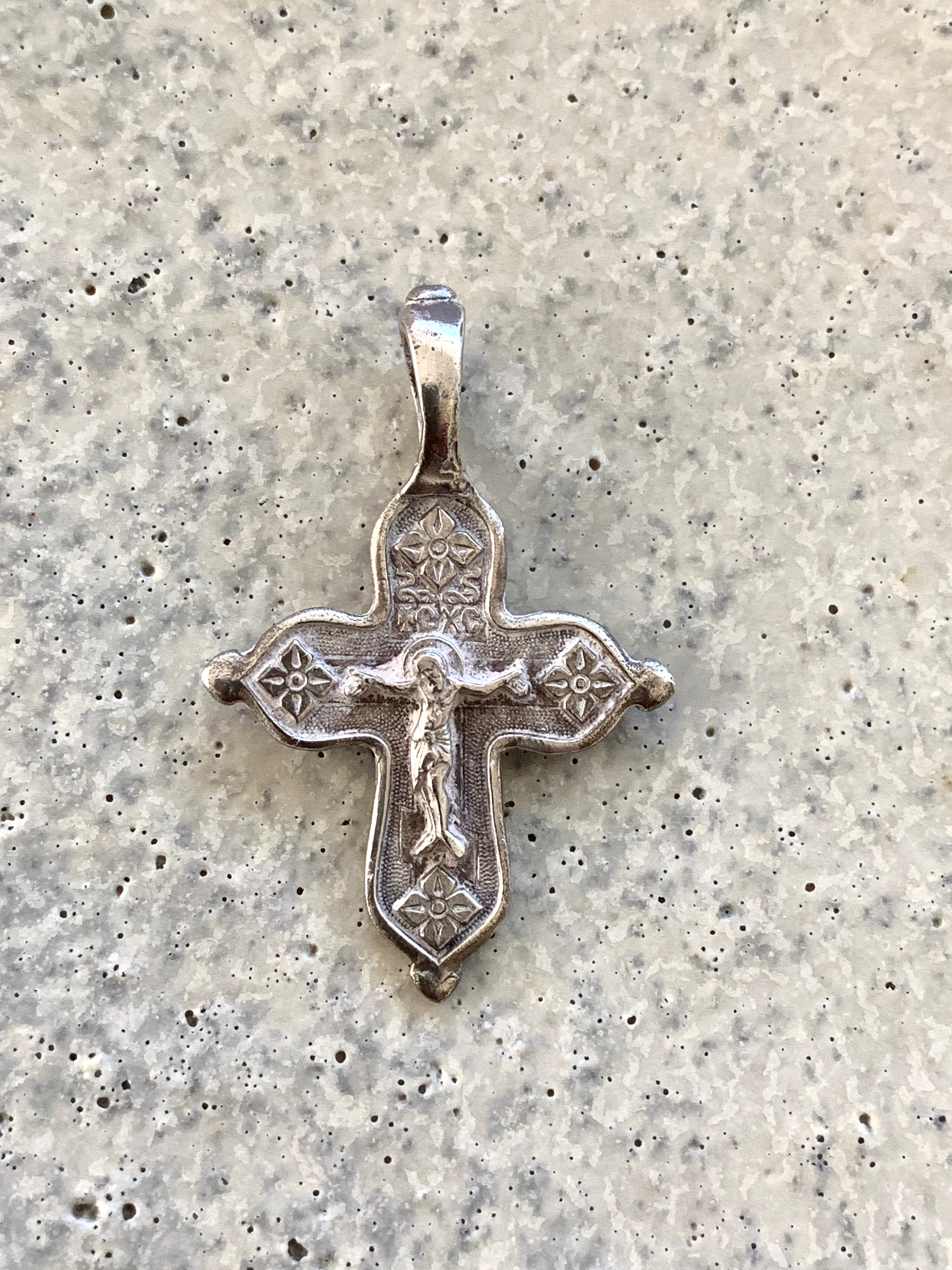Small / Mini Russian Silver Crucifix Cross Pendant