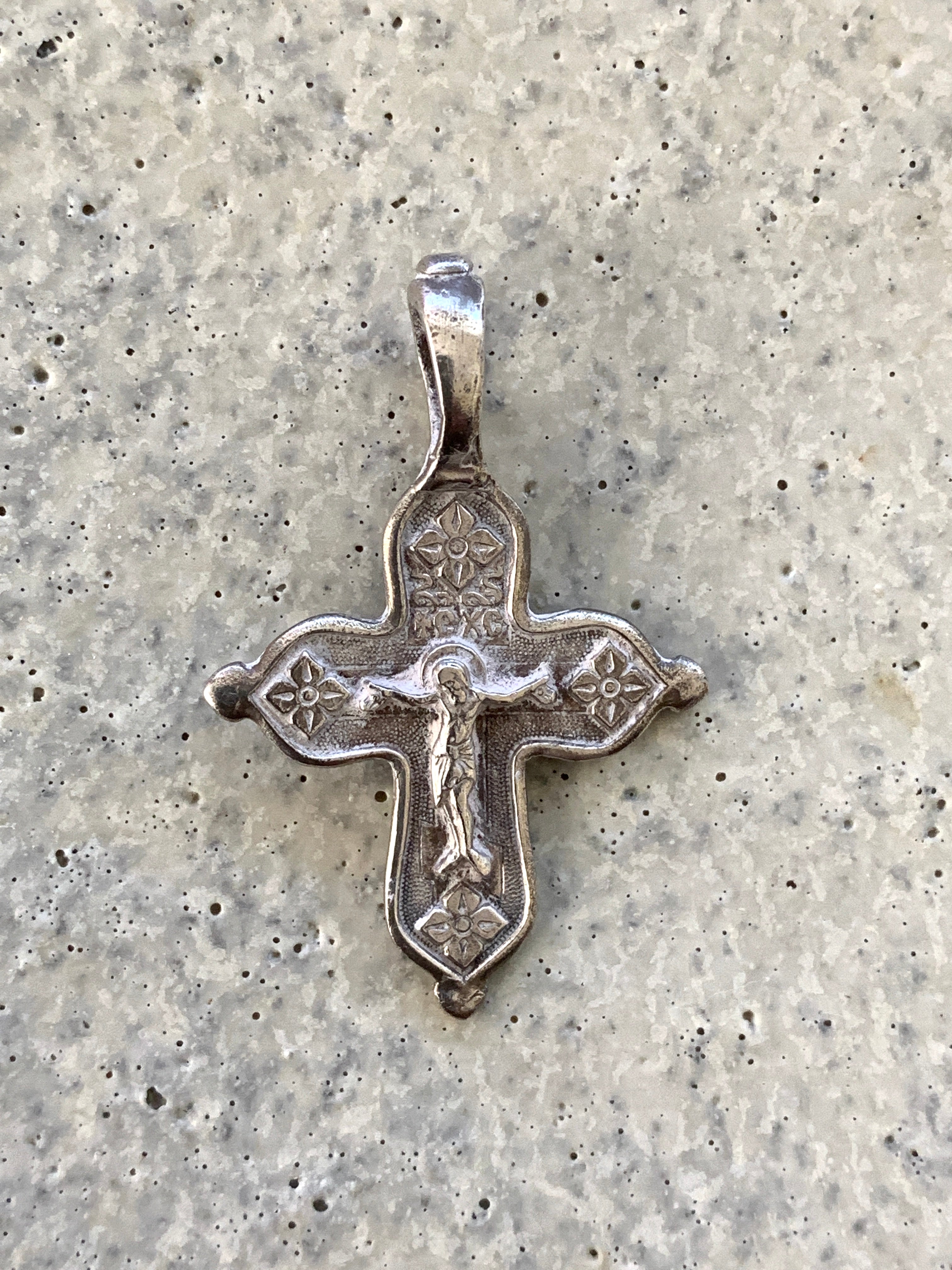 Small / Mini Russian Silver Crucifix Cross Pendant