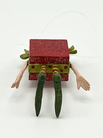 Load image into Gallery viewer, Christmas Tree Holiday Elf Ornament w/ Stripes &amp; Polka Dots
