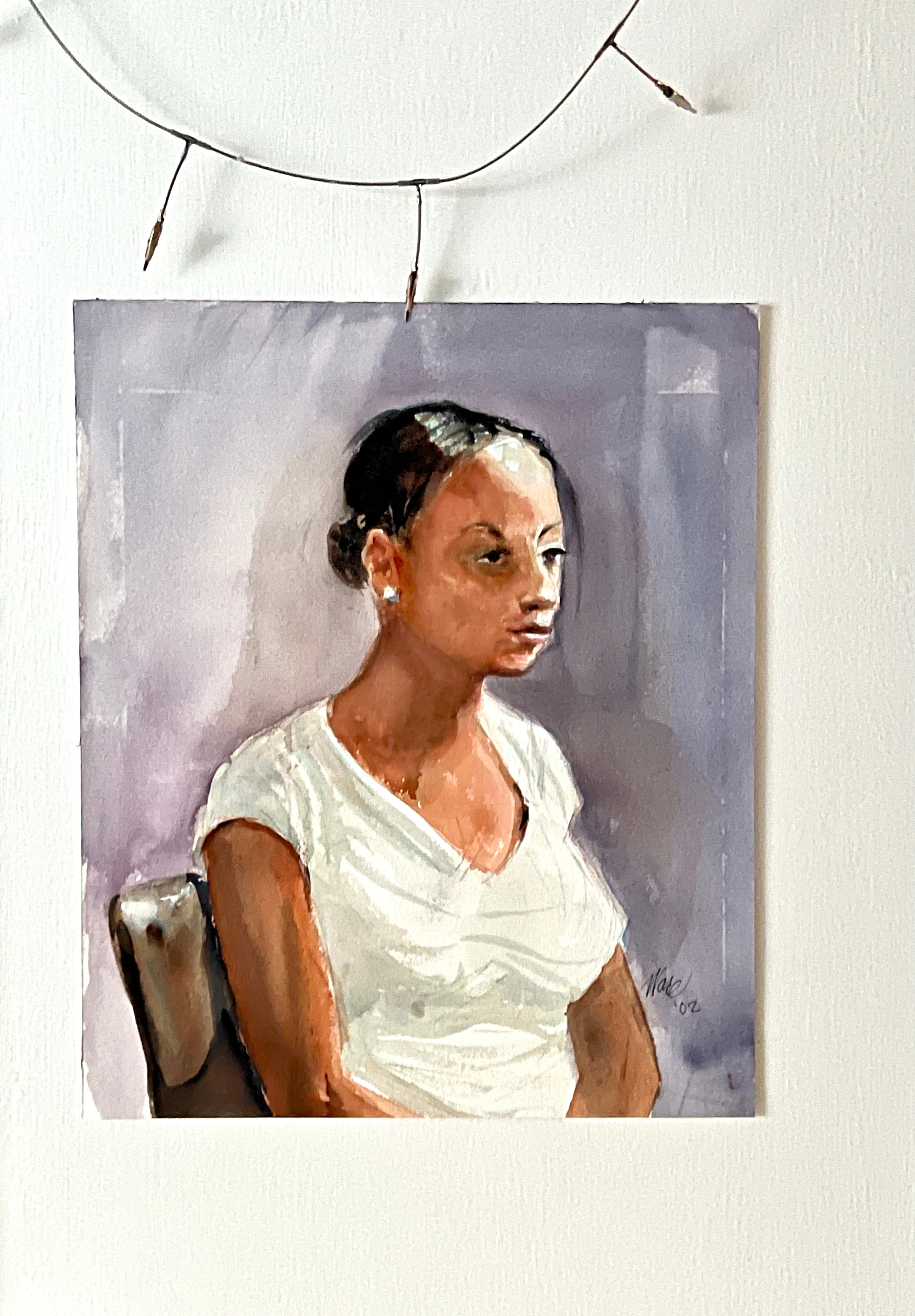 Original Signed Watercolor Portrait; African American Woman