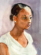Original Signed Watercolor Portrait; African American Woman