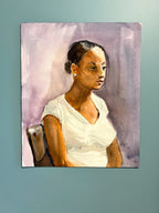 Original Signed Watercolor Portrait; African American Woman