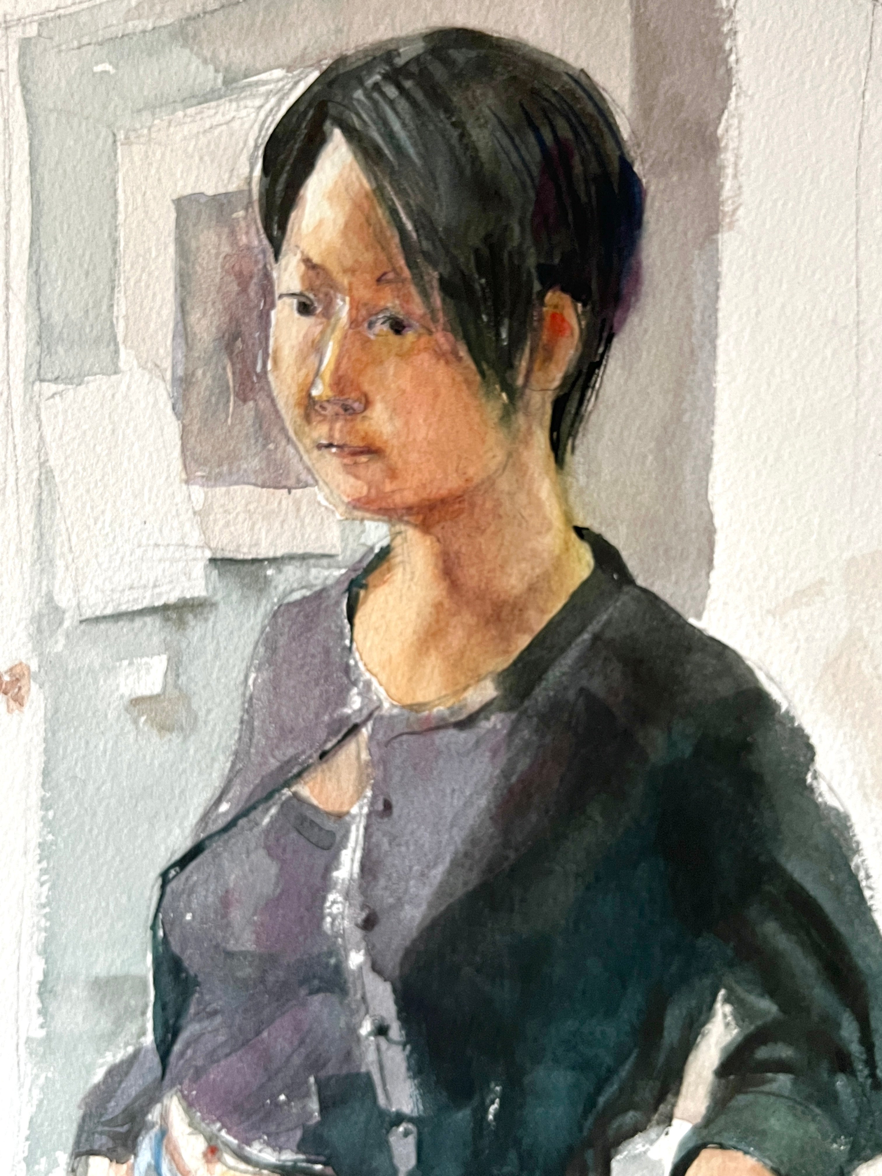 Original Watercolor Portrait; Asian American Woman