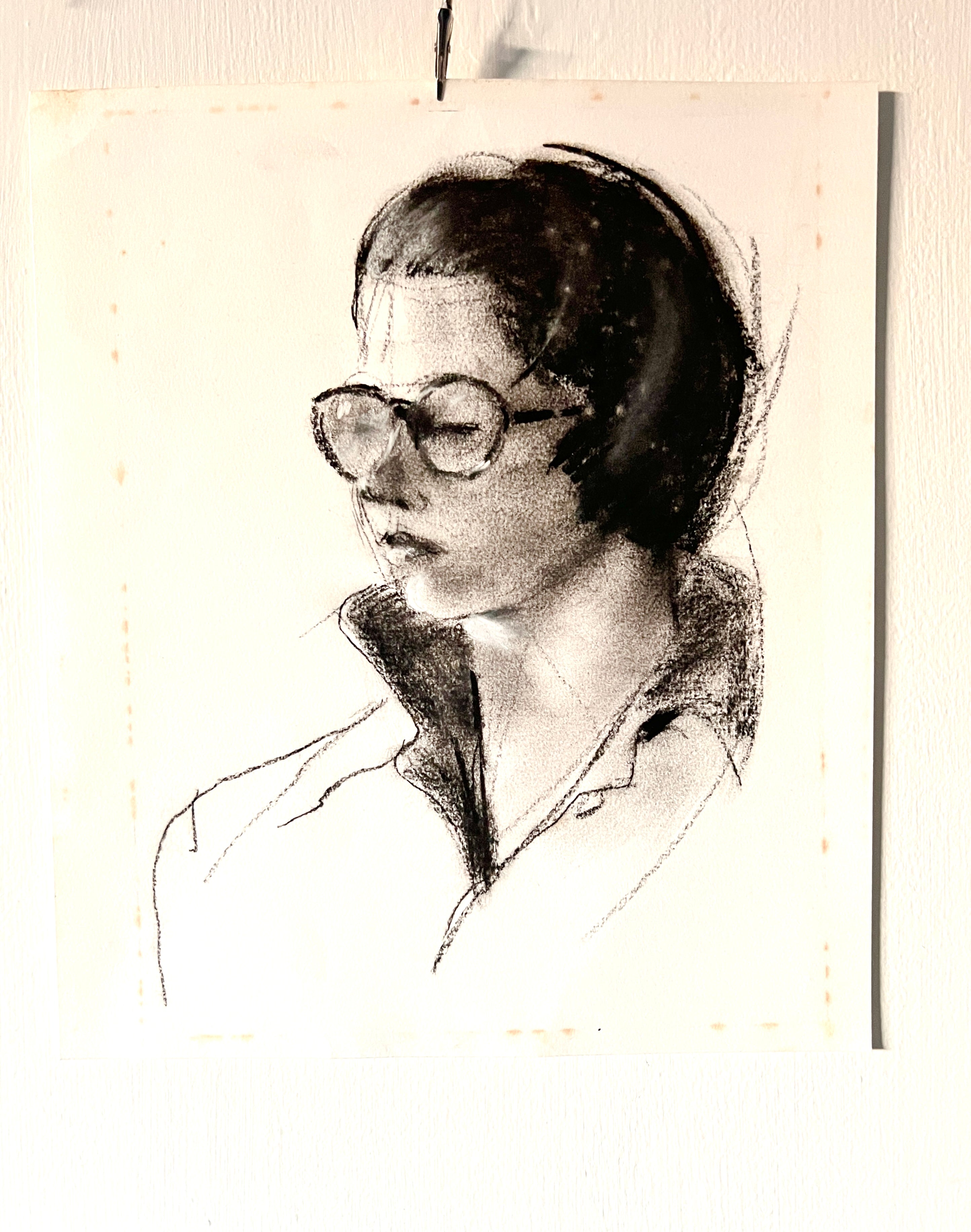 Original Charcoal Drawing; Portrait of Woman