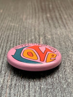 Load image into Gallery viewer, Hippy Sippy Says Love 1960&#39;s Vintage Pinback Button, Collectible Counterculture
