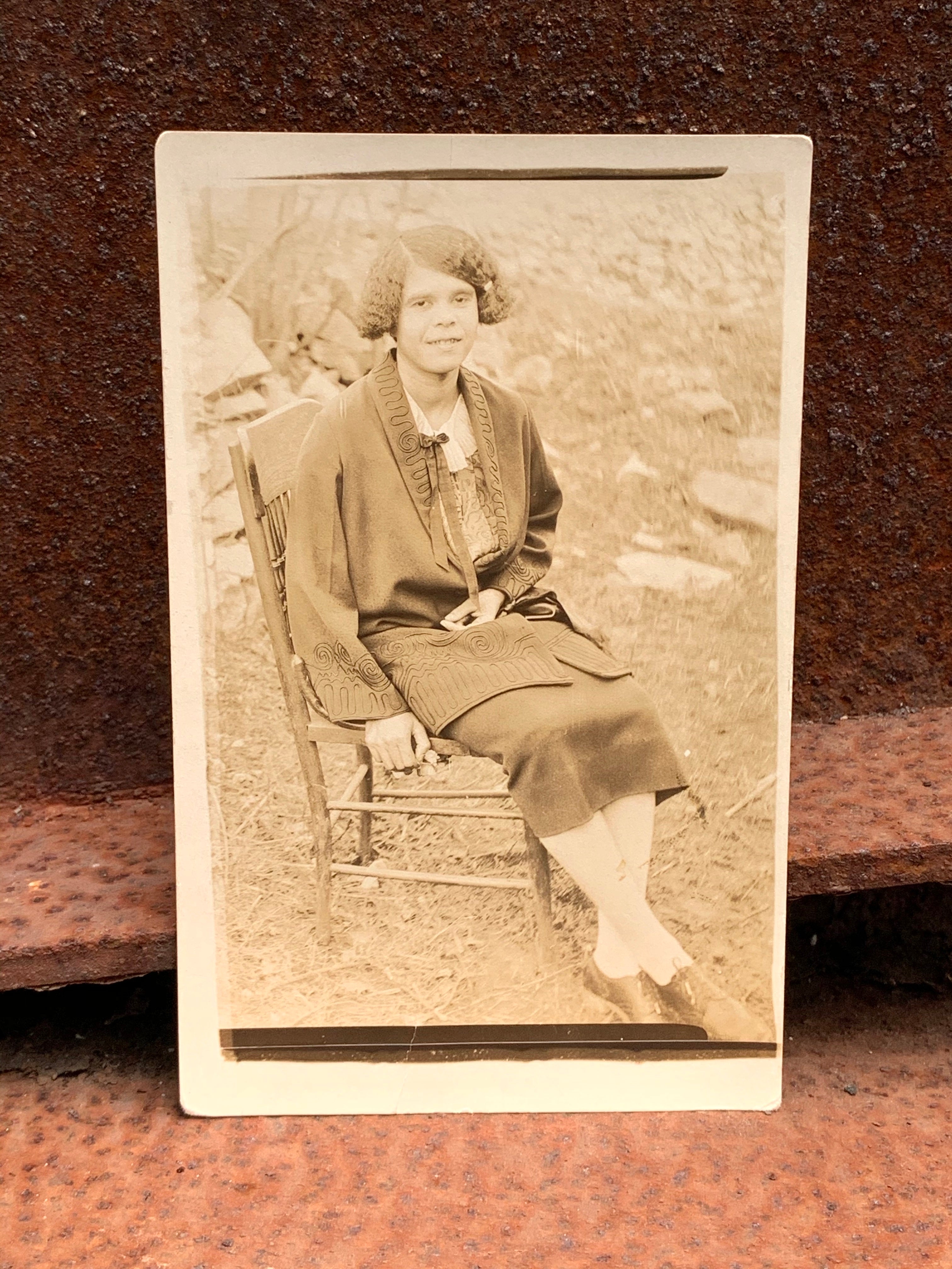 Vintage Postcard Seated Portrait / African American Woman