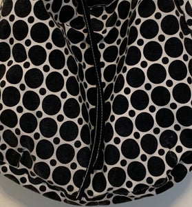 Retro Vintage Black & White Polka Dot Handbag w/ Tie Closure