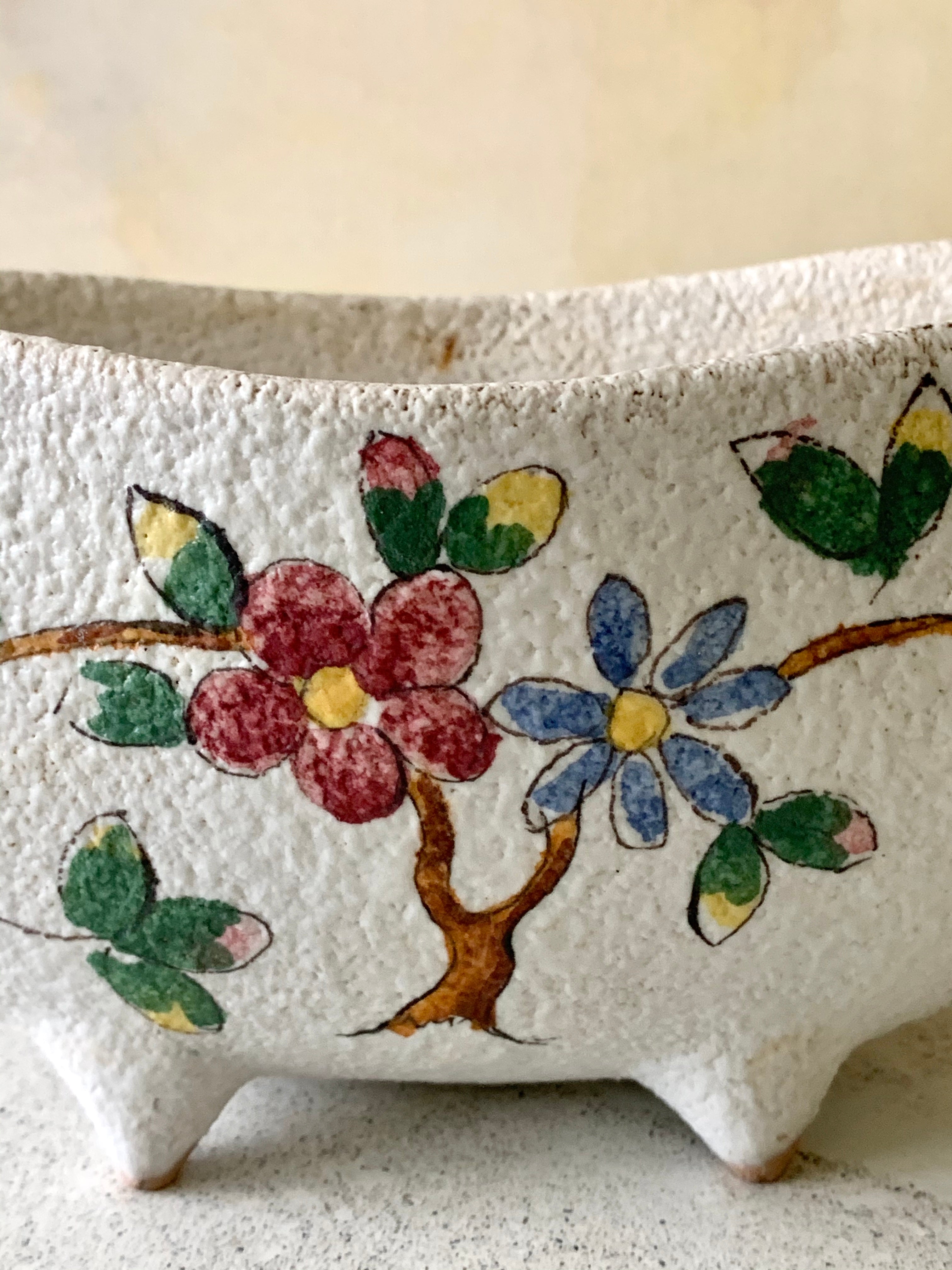 Hand Painted Terracotta Container