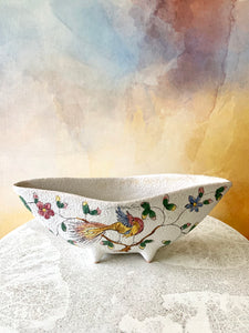 Hand painted Artisan Footed Terracotta Planter (Nature Floral Bird)