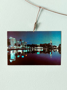 Miami Beach, Florida; Reflective Night View; Vintage Postcard