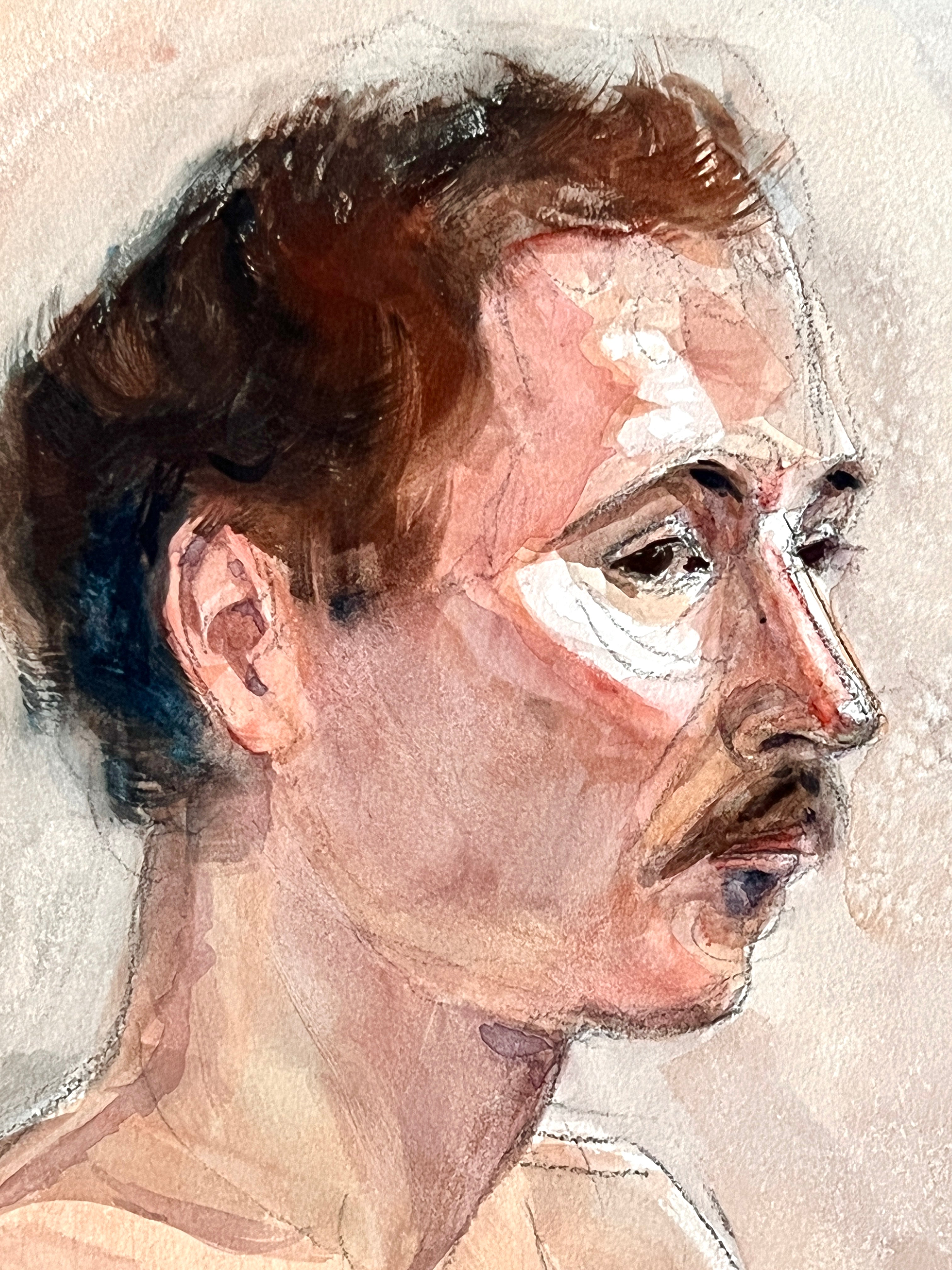 Original Watercolor; Portrait of Man