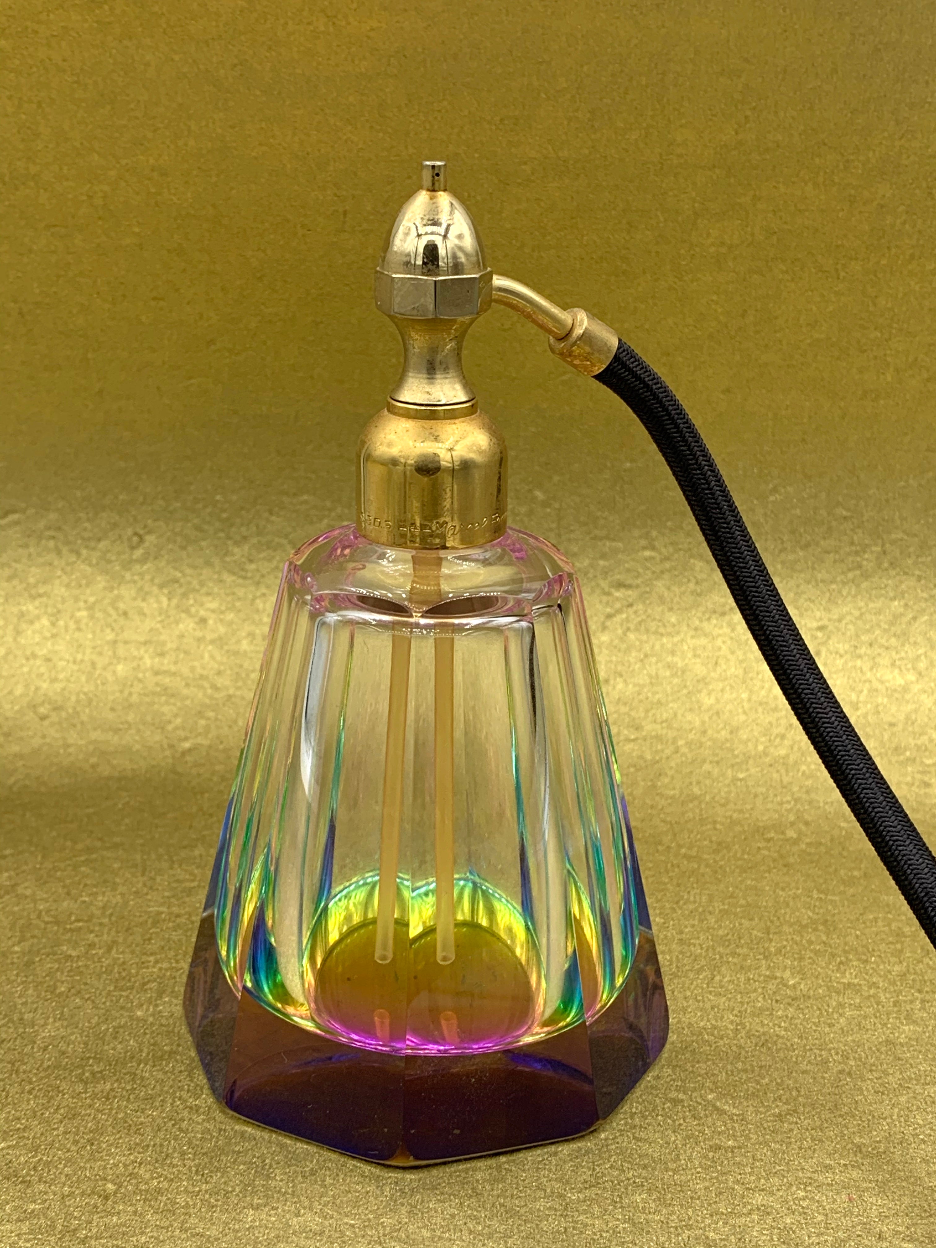 Vintage Marcel Franck Iridescent Atomizer Perfume Bottle, Made in France