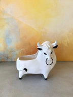 Vintage Holt Howard 1960's Black & White Ceramic Bull Planter