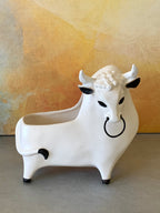 Vintage Holt Howard 1960's Black & White Ceramic Bull Planter