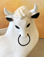 Vintage Holt Howard 1960's Black & White Ceramic Bull Planter