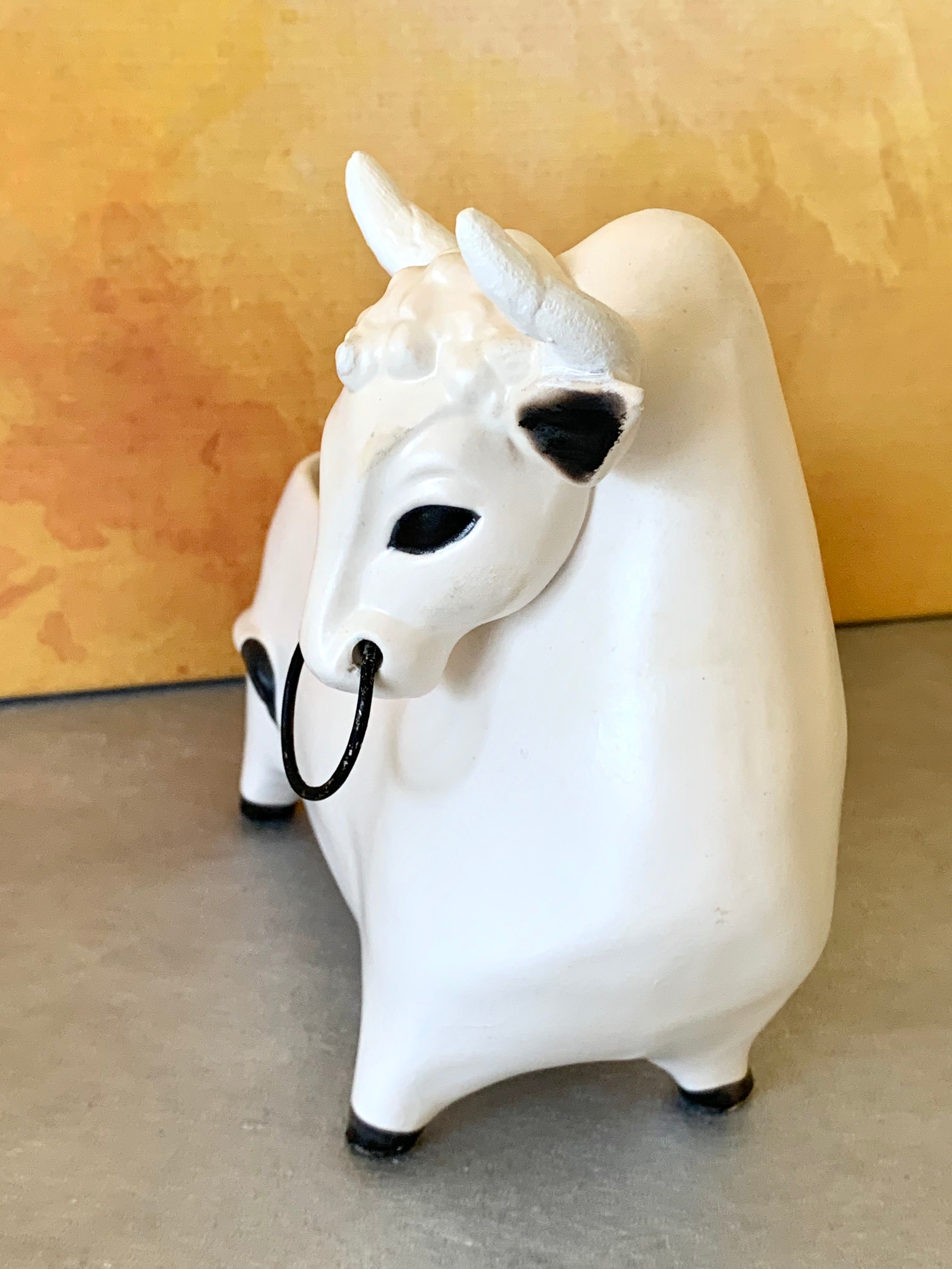 Vintage Holt Howard 1960's Black & White Ceramic Bull Planter