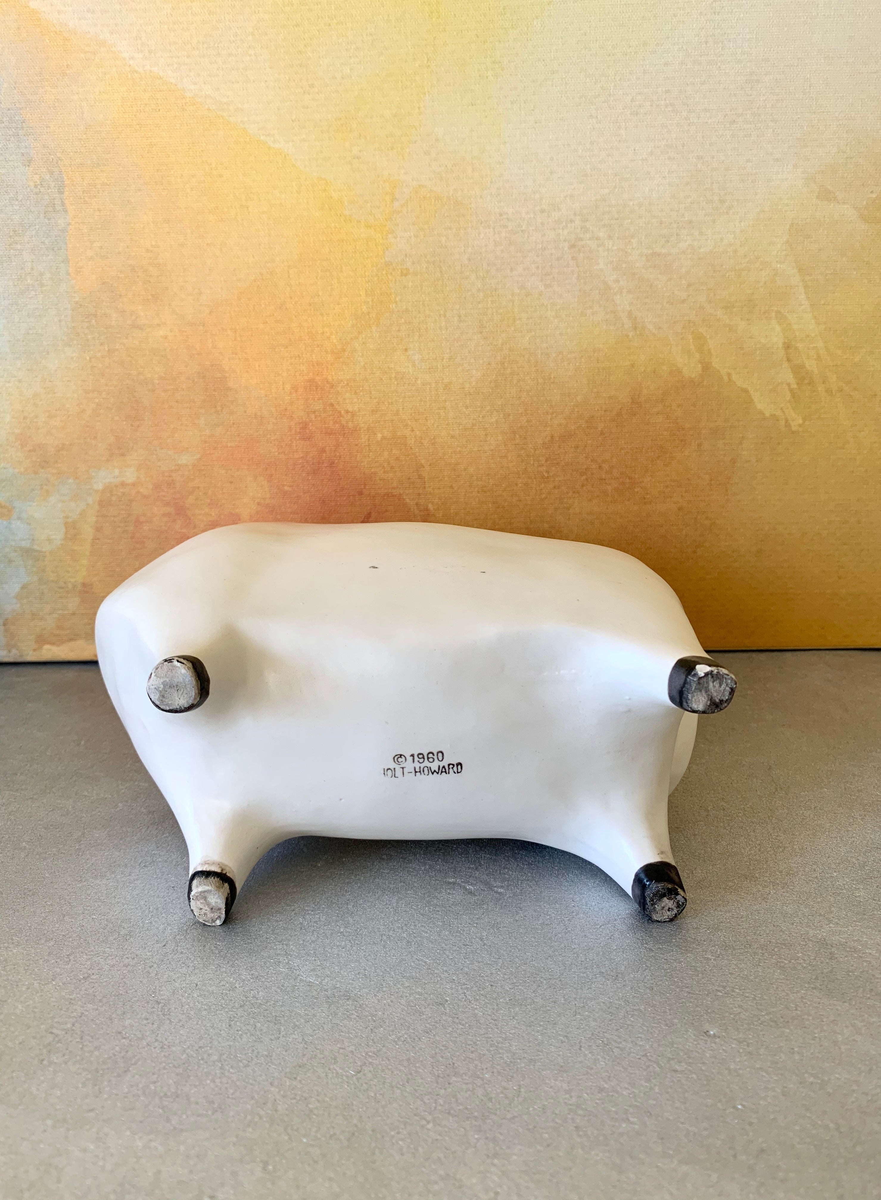 Vintage Holt Howard 1960's Black & White Ceramic Bull Planter