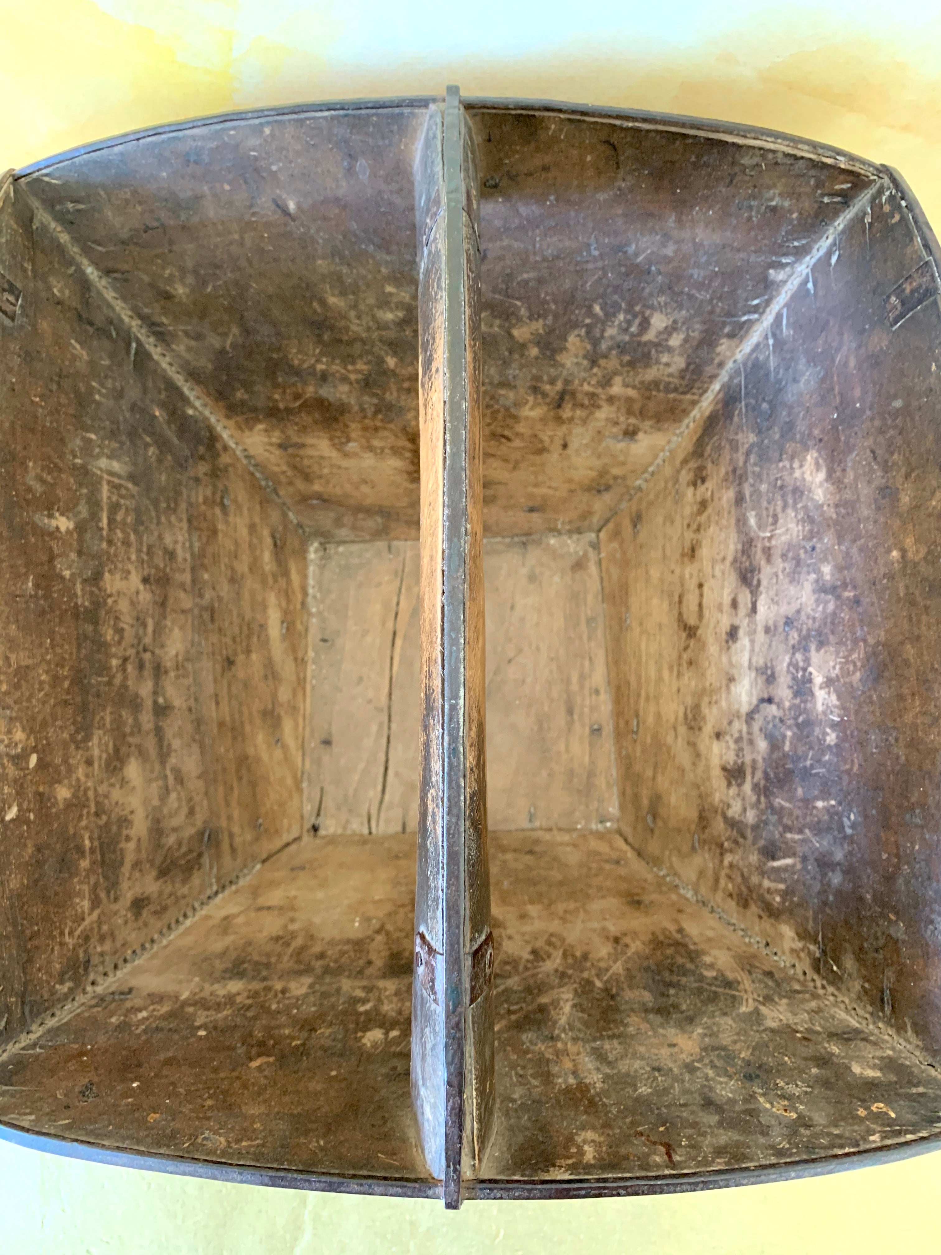 Vintage Asian Harvest (Rice / Grain) Basket Wood w/ Iron Accents