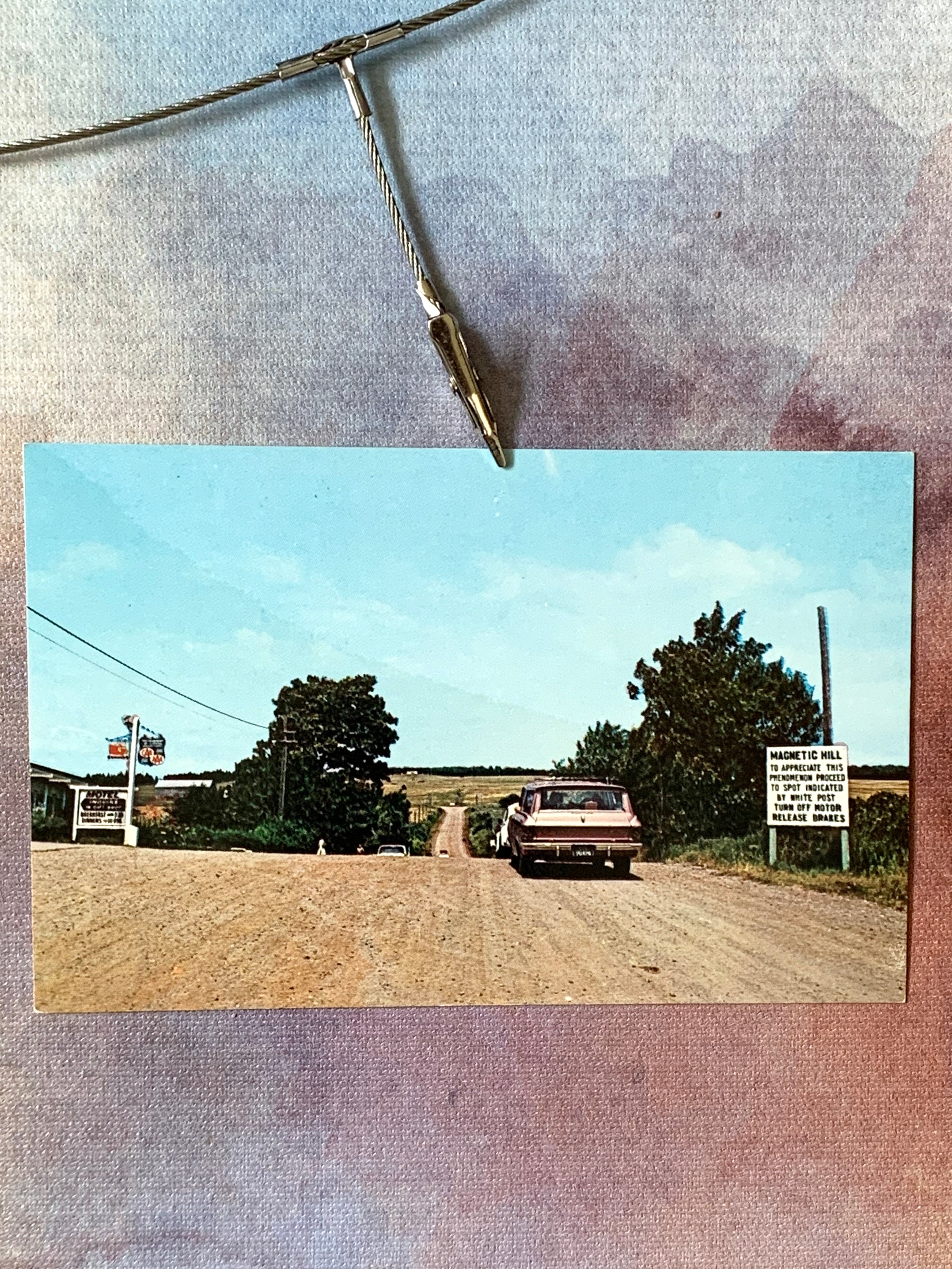 Vintage Postcard Pink Sation Wagon Magnetic Hill New Brunswick Canada