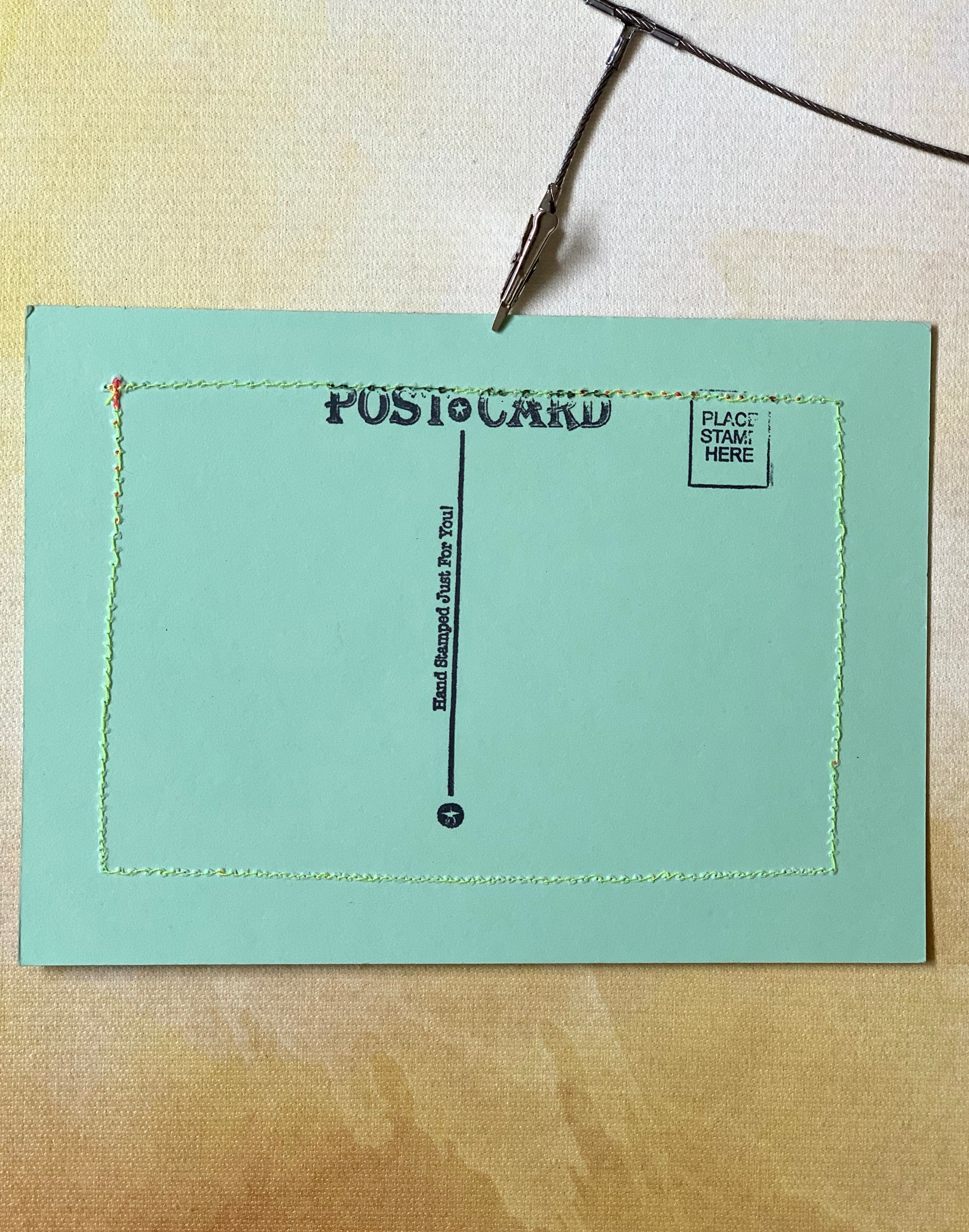 Oversized Handmade Postcard "Brooklyn" Green Vintage Car