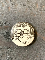 Funny Face Pinback Button "Creative House"