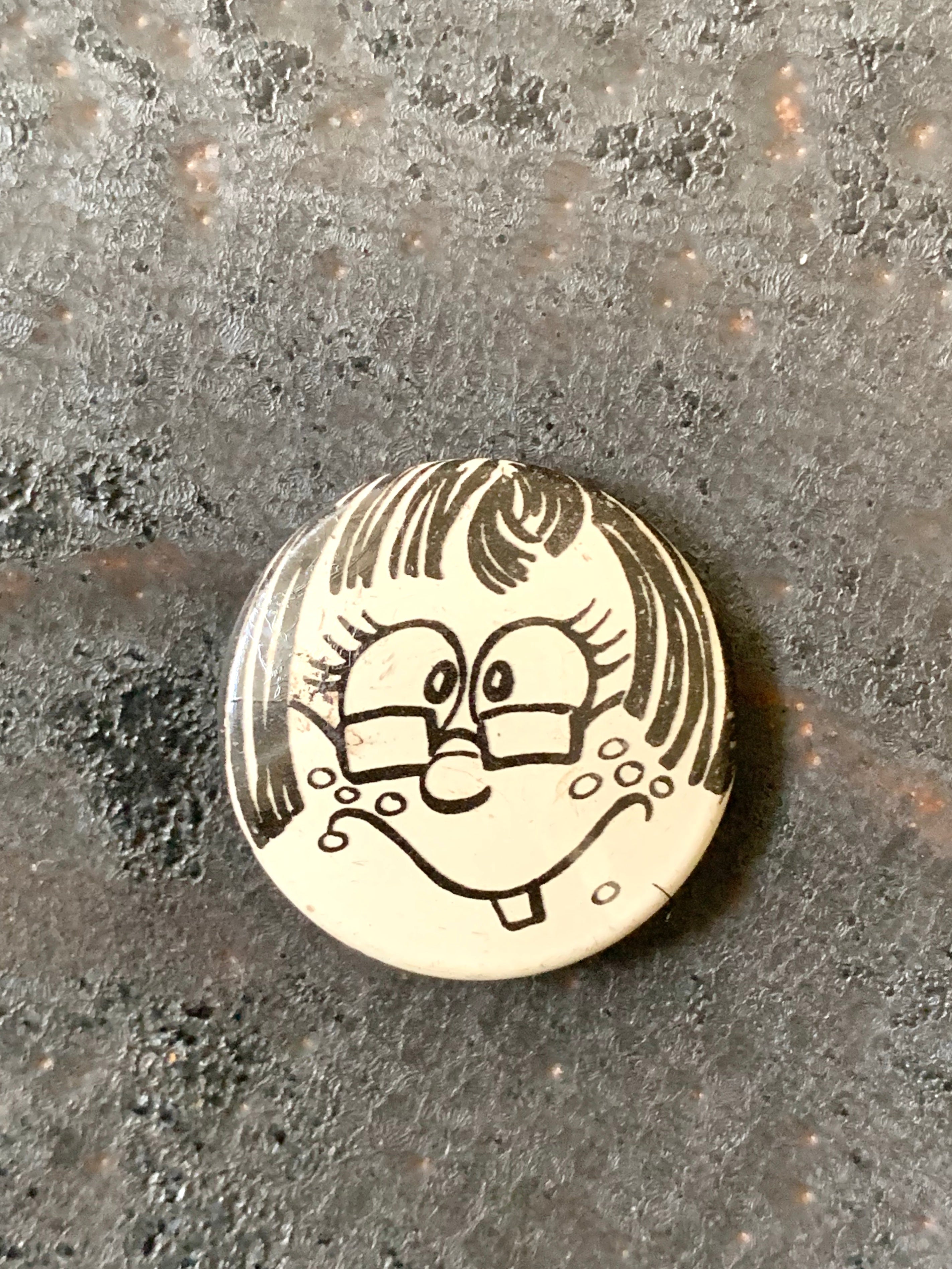 Funny Face Pinback Button "Creative House"