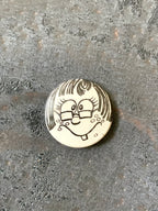 Funny Face Pinback Button "Creative House"