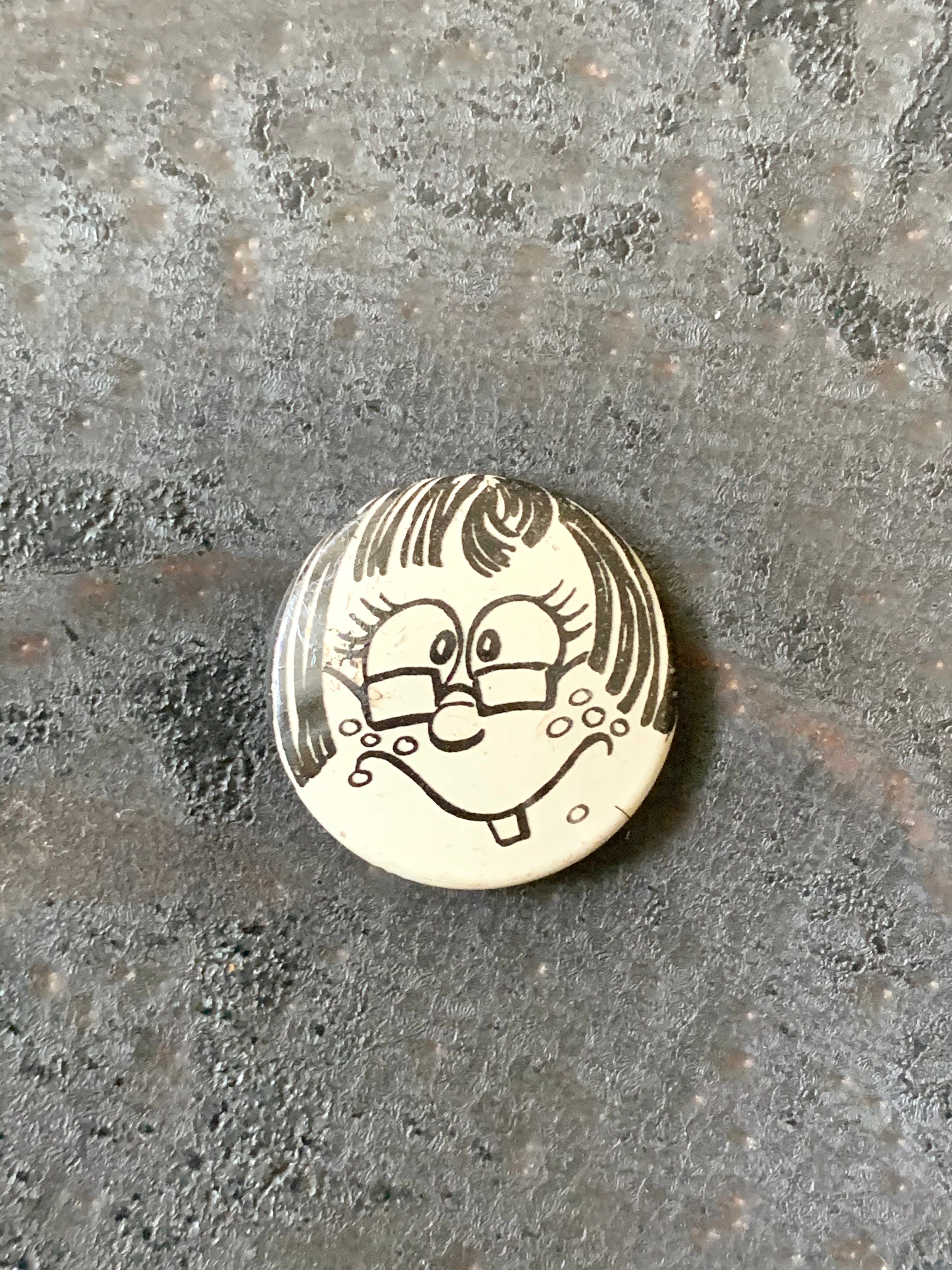 Funny Face Pinback Button "Creative House"