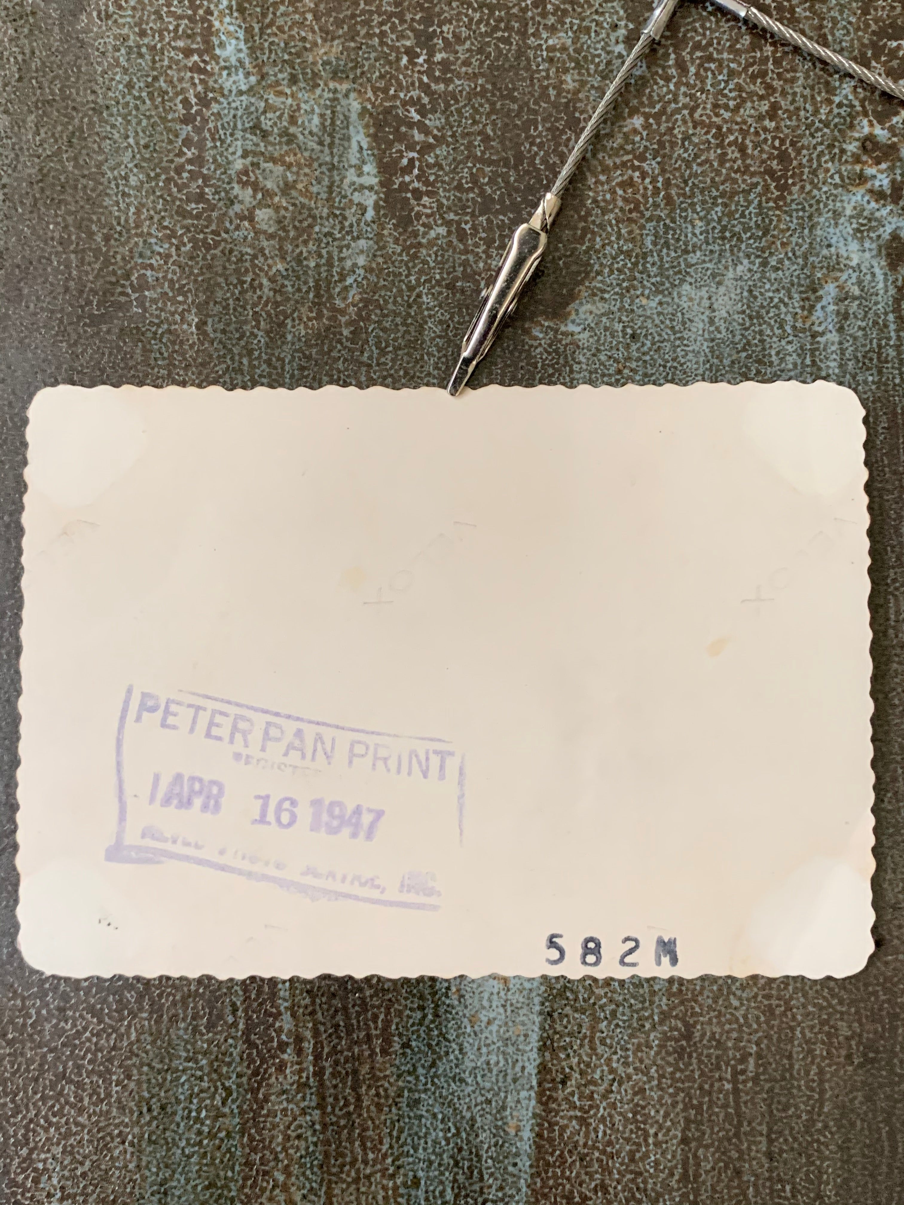 Vintage Black & White Photograph of Woman & Baby in Carriage; "Peter Pan Print 1947"