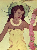 Load image into Gallery viewer, John Kelly &quot;Lei Maker&quot; Royal Hawaiian Menu Cover Art
