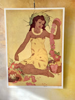 Load image into Gallery viewer, John Kelly &quot;Lei Maker&quot; Royal Hawaiian Menu Cover Art
