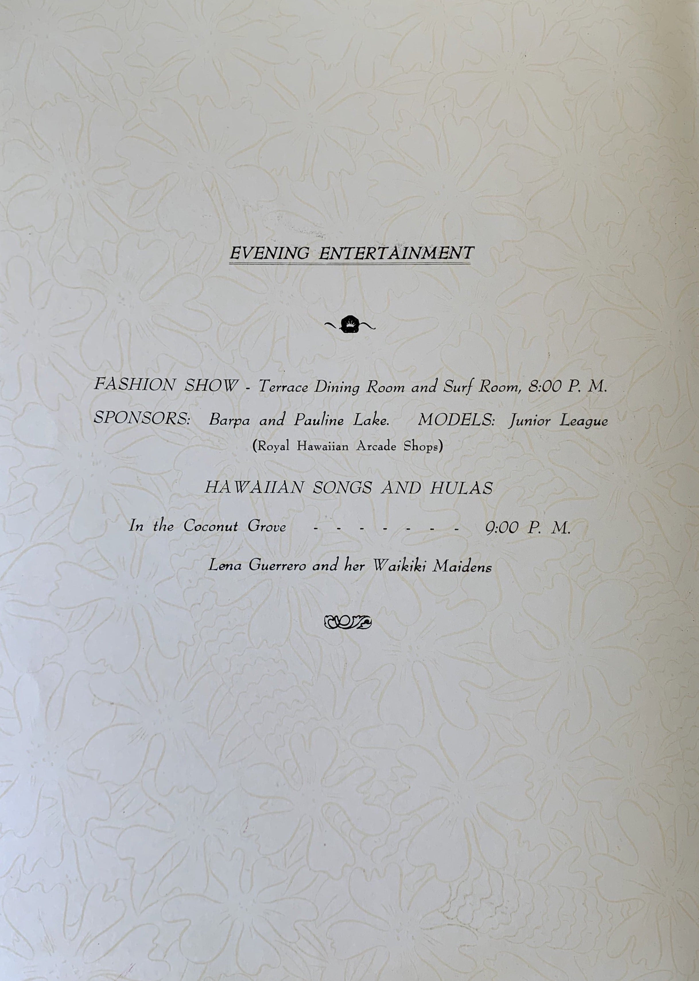 John Kelly "Lei Maker" Royal Hawaiian Menu Cover Art