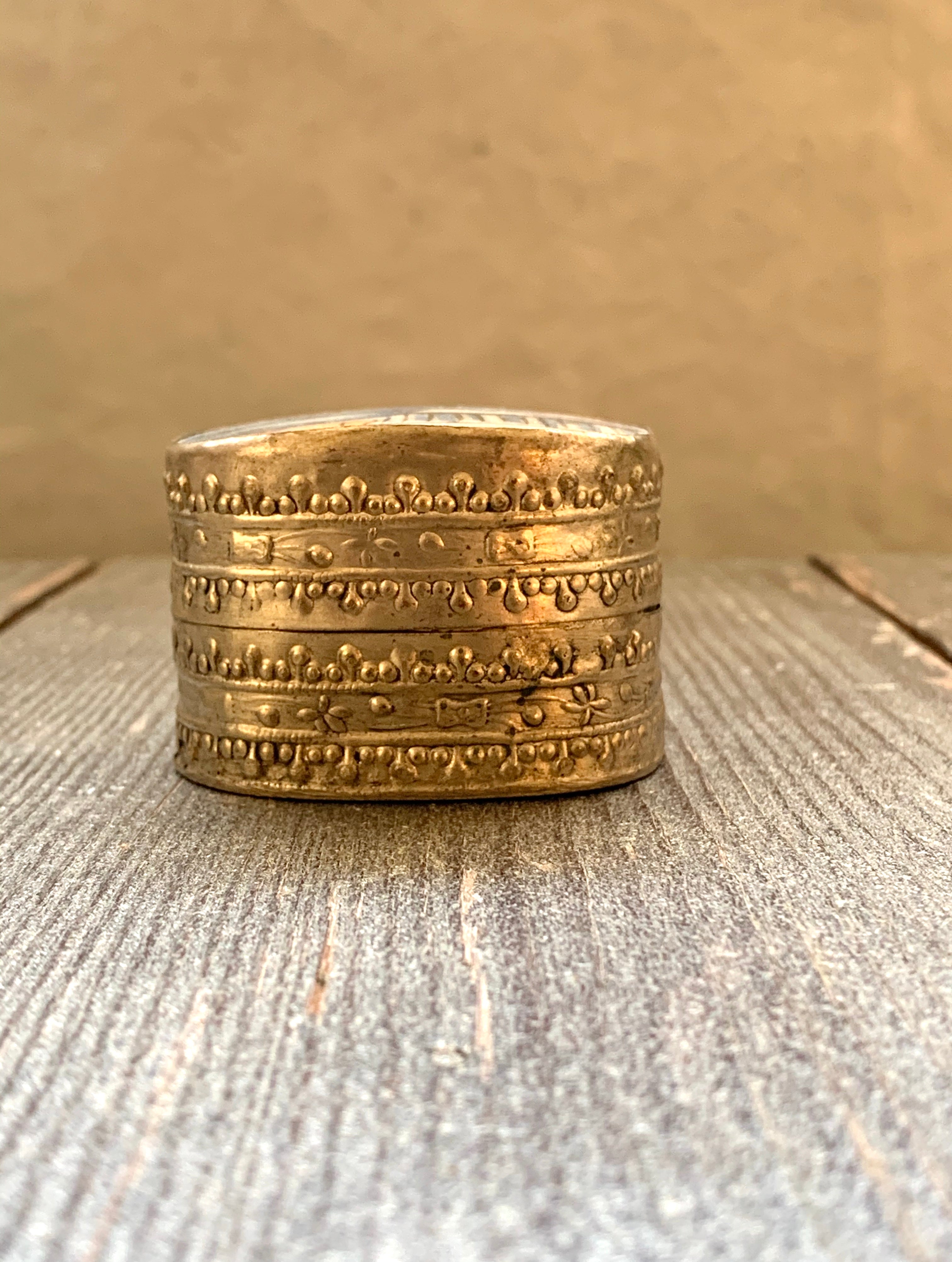 Chinese Porcelain Shard & Metal Trinket Box