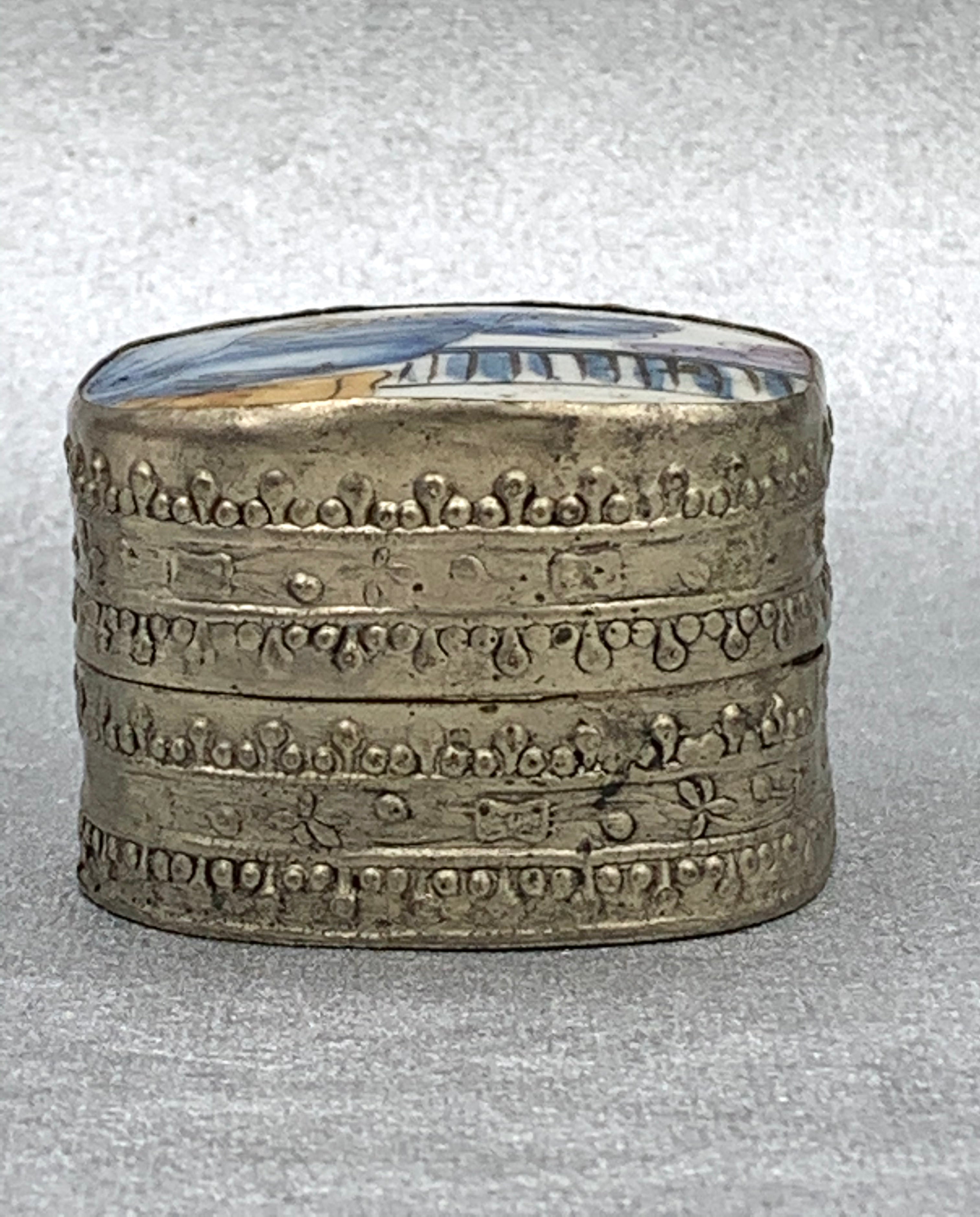 Chinese Porcelain Shard & Metal Trinket Box