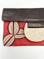 Leather Shagreen & Shell Clutch Handbag