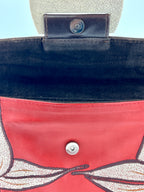 Leather Shagreen & Shell Clutch Handbag