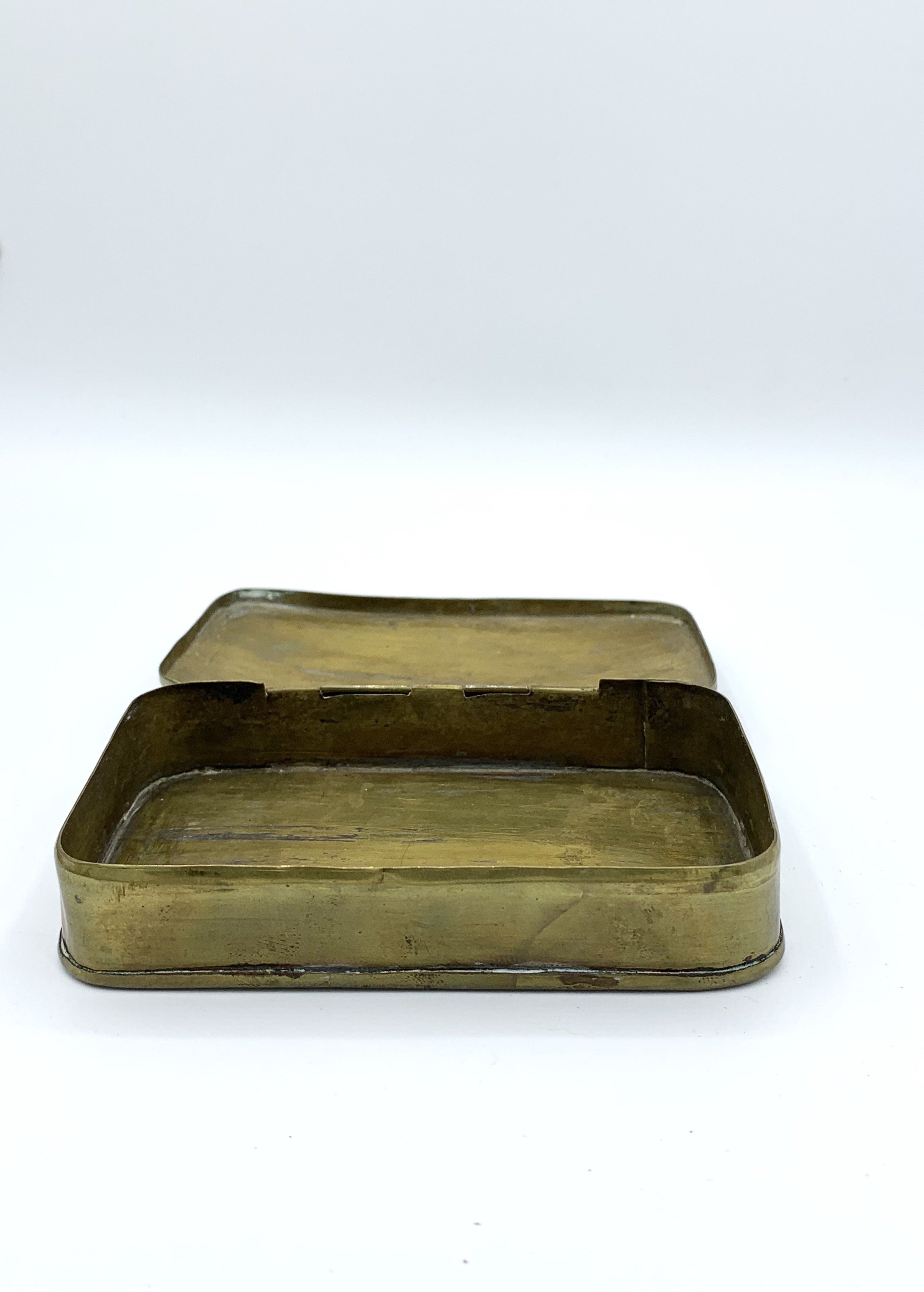 Antique Dutch Brass Tobacco Box; Leyden Netherlands