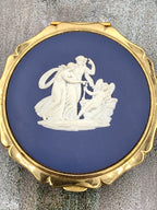 Cupid Stratton (England) Compact w/ Josiah Wedgwood Blue Jasperware Cameo
