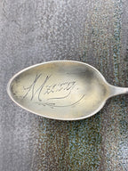 Engraved Sterling Silver Spoon w/ Flower Design Handle